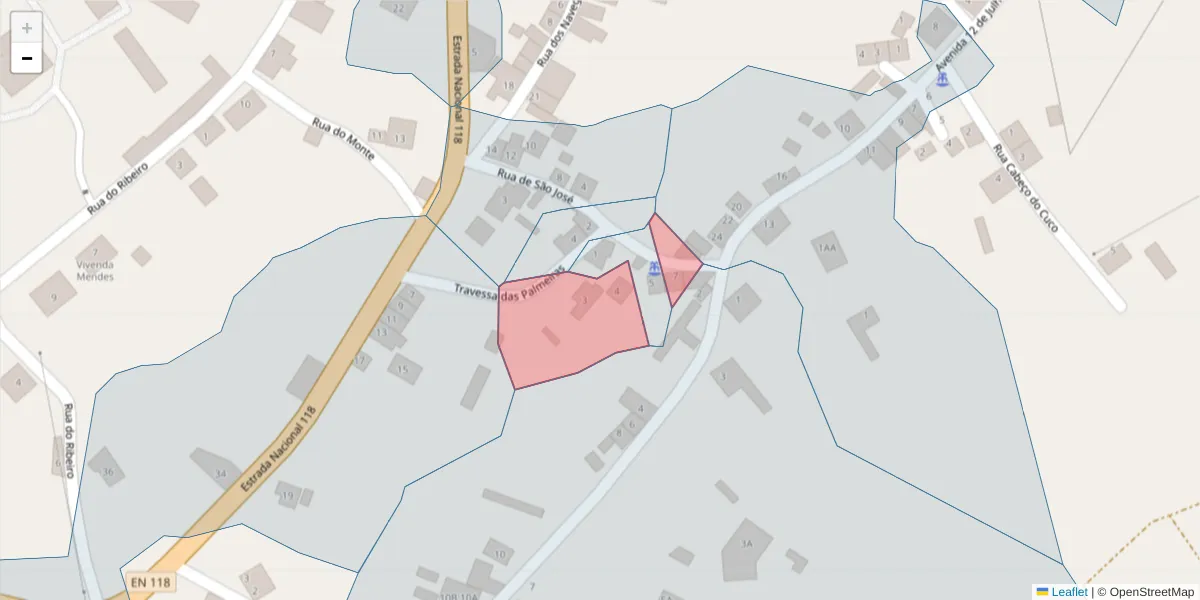 Mapa detalhado do código postal 2205-260 com limites, códigos postais vizinhos e agências dos correios