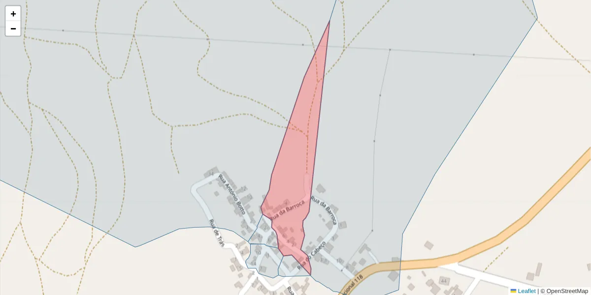 Mapa detalhado do código postal 2205-268 com limites, códigos postais vizinhos e agências dos correios