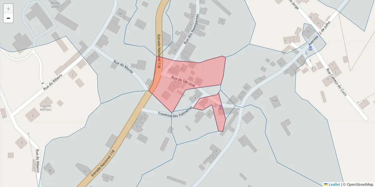 Mapa detalhado do código postal 2205-270 com limites, códigos postais vizinhos e agências dos correios