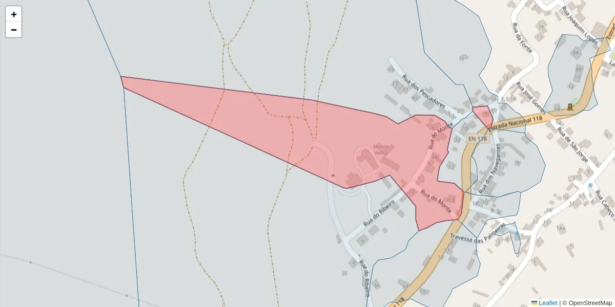 Mapa detalhado do código postal 2205-274 com limites, códigos postais vizinhos e agências dos correios