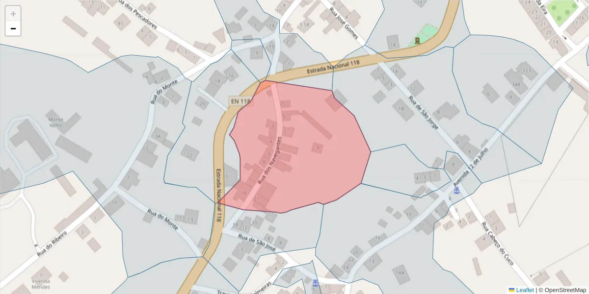 Mapa detalhado do código postal 2205-277 com limites, códigos postais vizinhos e agências dos correios