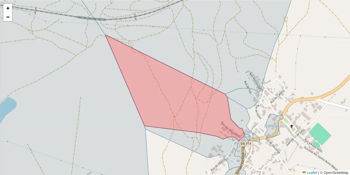 Mapa detalhado do código postal 2205-278 com limites, códigos postais vizinhos e agências dos correios