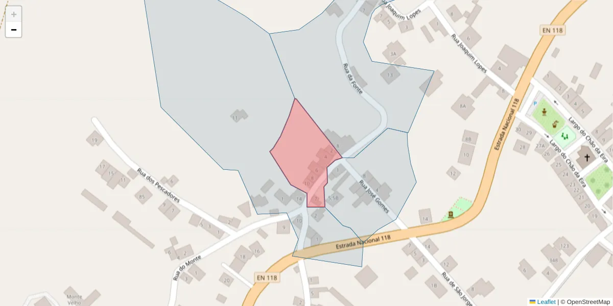 Mapa detalhado do código postal 2205-281 com limites, códigos postais vizinhos e agências dos correios