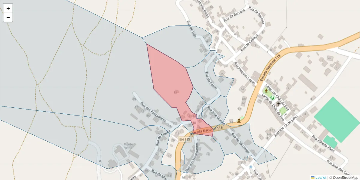 Mapa detalhado do código postal 2205-283 com limites, códigos postais vizinhos e agências dos correios