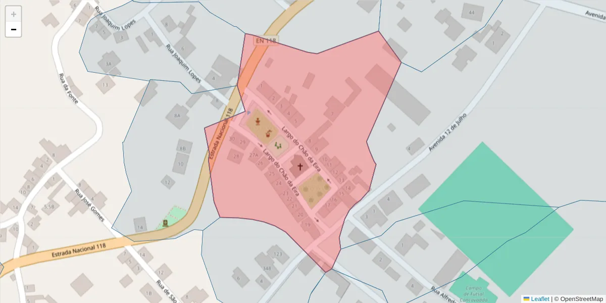Mapa detalhado do código postal 2205-292 com limites, códigos postais vizinhos e agências dos correios