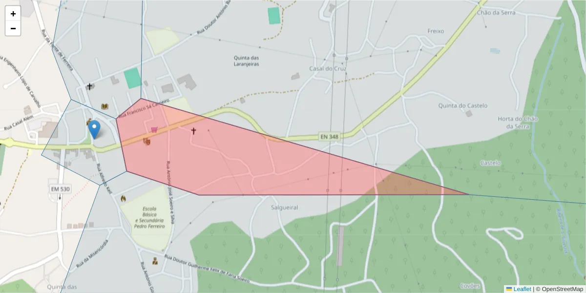 Mapa detalhado do código postal 2240-357 com limites, códigos postais vizinhos e agências dos correios