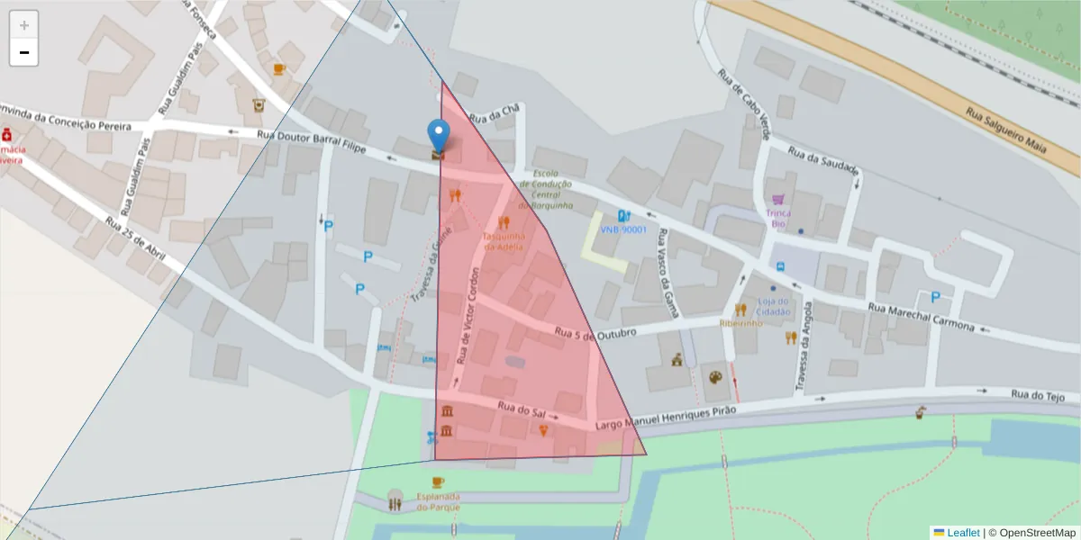 Mapa detalhado do código postal 2260-403 com limites, códigos postais vizinhos e agências dos correios