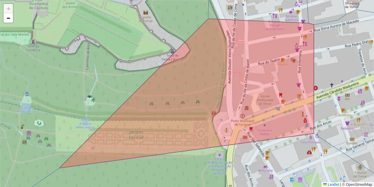 Mapa detalhado do código postal 2300-600 com limites, códigos postais vizinhos e agências dos correios