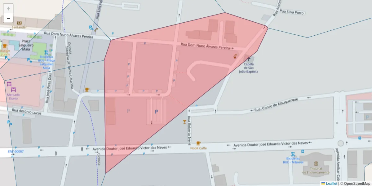 Mapa detalhado do código postal 2330-138 com limites, códigos postais vizinhos e agências dos correios