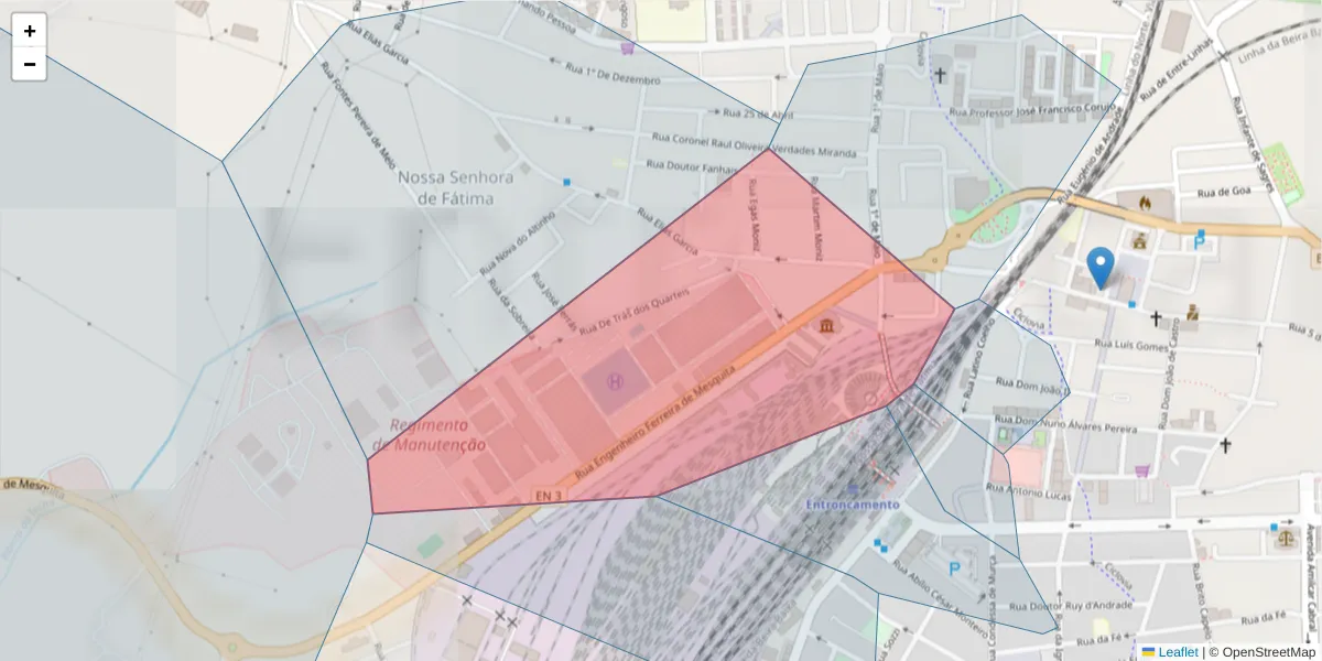 Mapa detalhado do código postal 2330-152 com limites, códigos postais vizinhos e agências dos correios