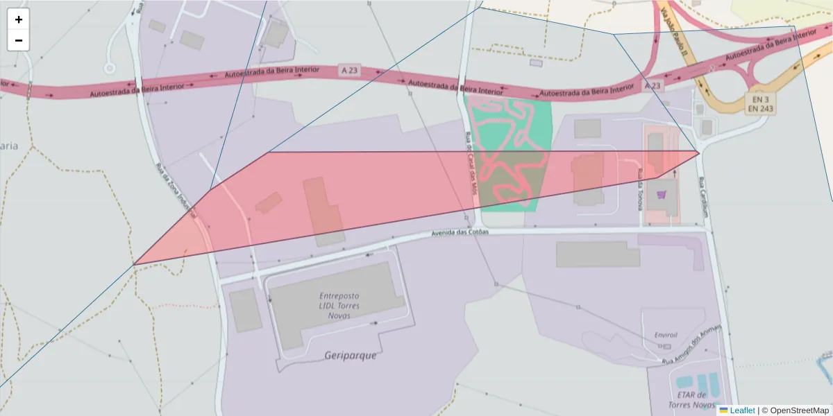 Mapa detalhado do código postal 2350-000 com limites, códigos postais vizinhos e agências dos correios