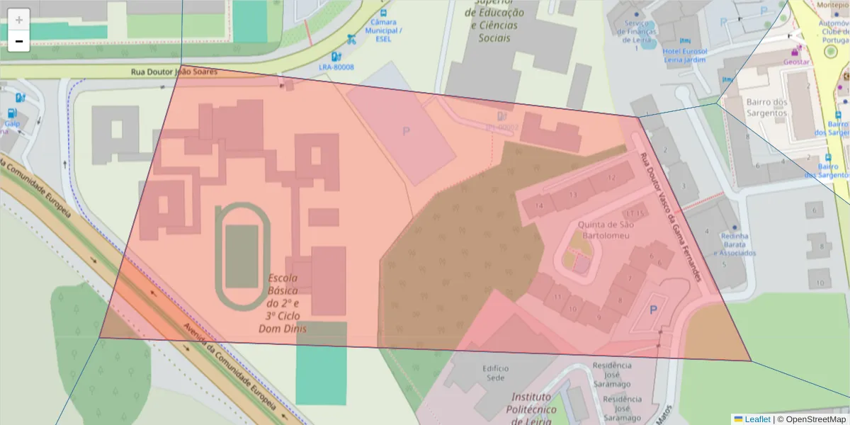 Mapa detalhado do código postal 2410-272 com limites, códigos postais vizinhos e agências dos correios