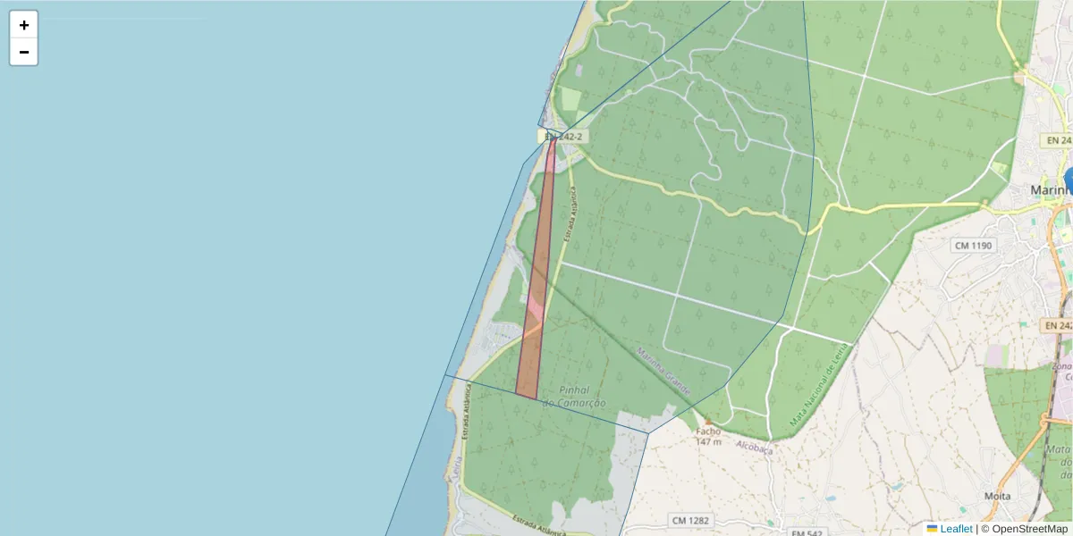 Mapa detalhado do código postal 2430-490 com limites, códigos postais vizinhos e agências dos correios