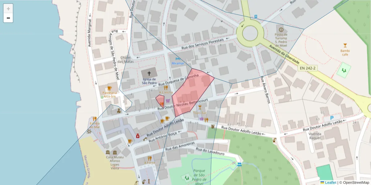 Mapa detalhado do código postal 2430-496 com limites, códigos postais vizinhos e agências dos correios