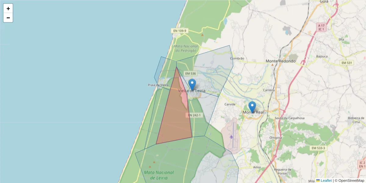 Mapa detalhado do código postal 2430-715 com limites, códigos postais vizinhos e agências dos correios