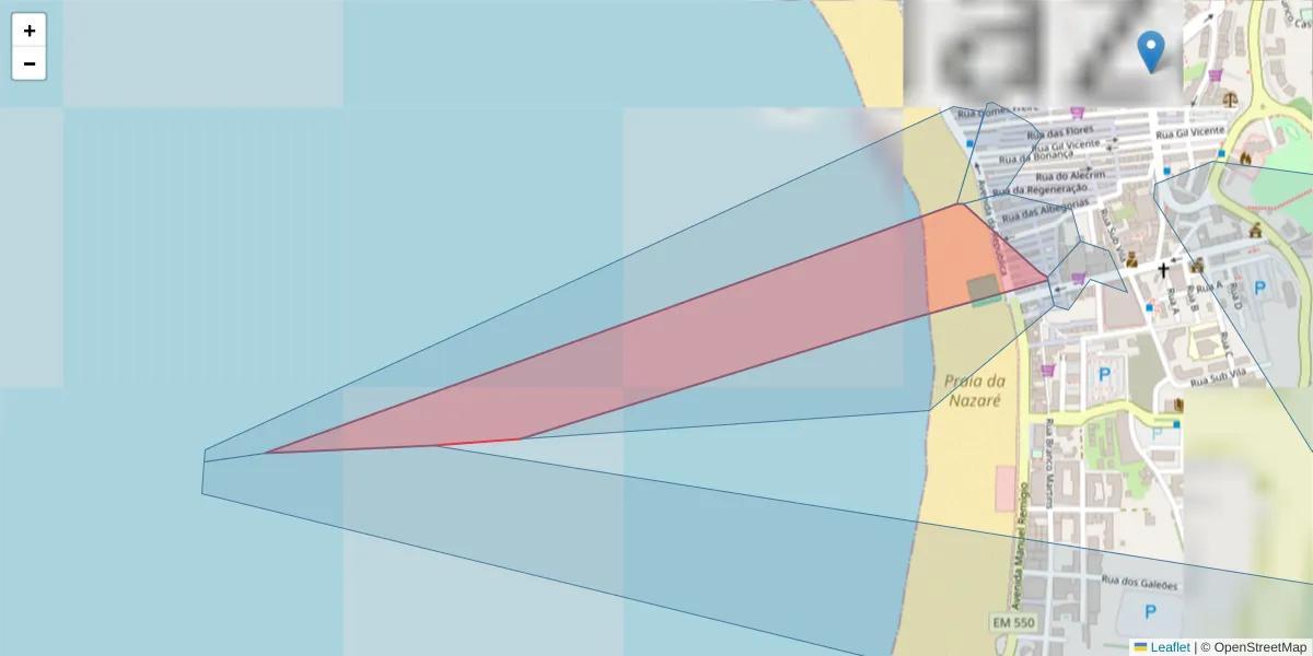 Mapa detalhado do código postal 2450-102 com limites, códigos postais vizinhos e agências dos correios