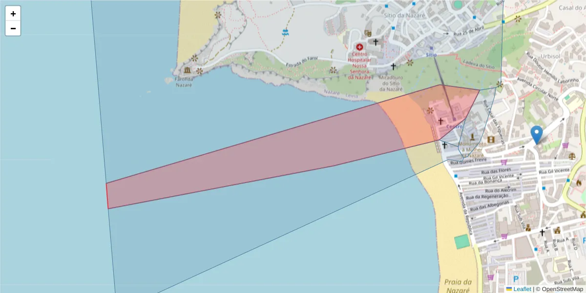 Mapa detalhado do código postal 2450-104 com limites, códigos postais vizinhos e agências dos correios