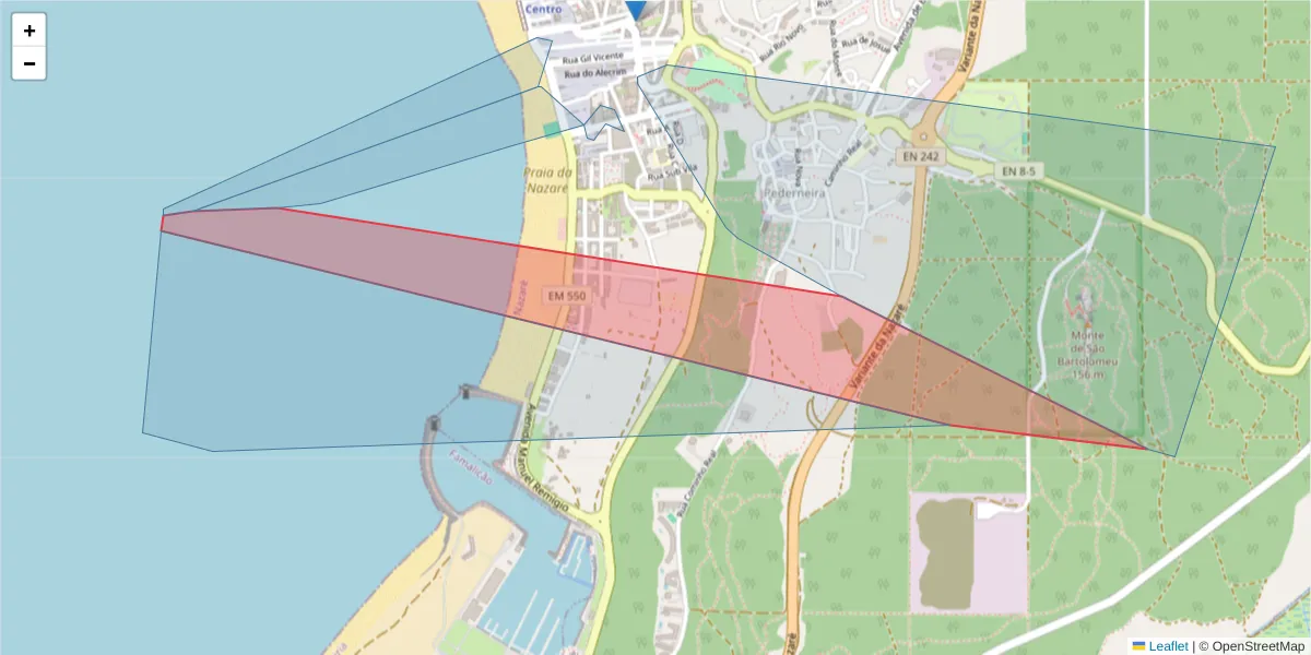Mapa detalhado do código postal 2450 -106 com limites, códigos postais vizinhos e agências dos correios