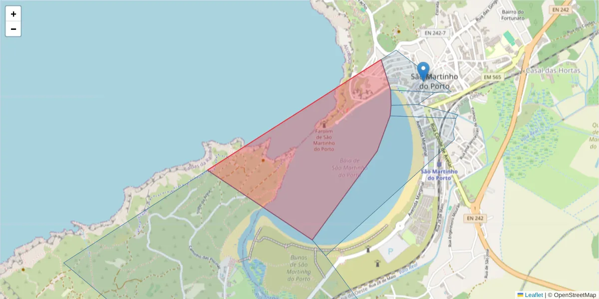 Mapa detalhado do código postal 2460-637 com limites, códigos postais vizinhos e agências dos correios
