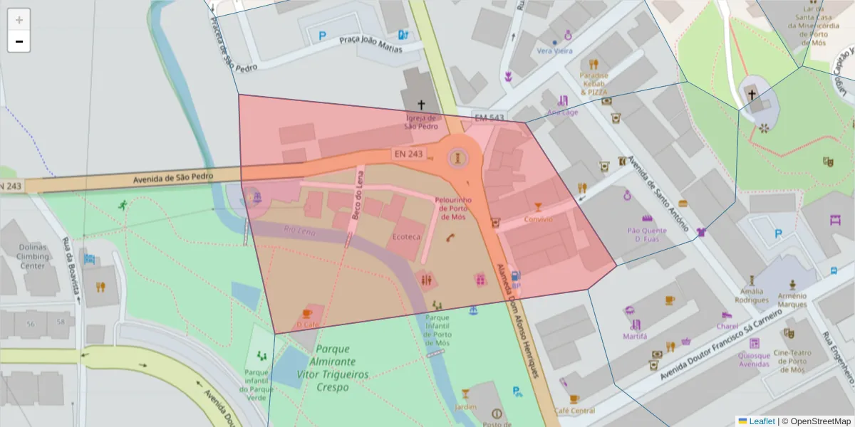 Mapa detalhado do código postal 2480-317 com limites, códigos postais vizinhos e agências dos correios