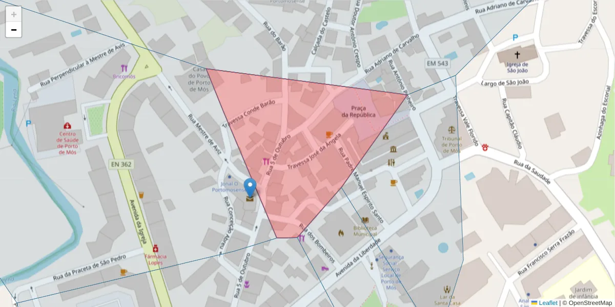 Mapa detalhado do código postal 2480-326 com limites, códigos postais vizinhos e agências dos correios