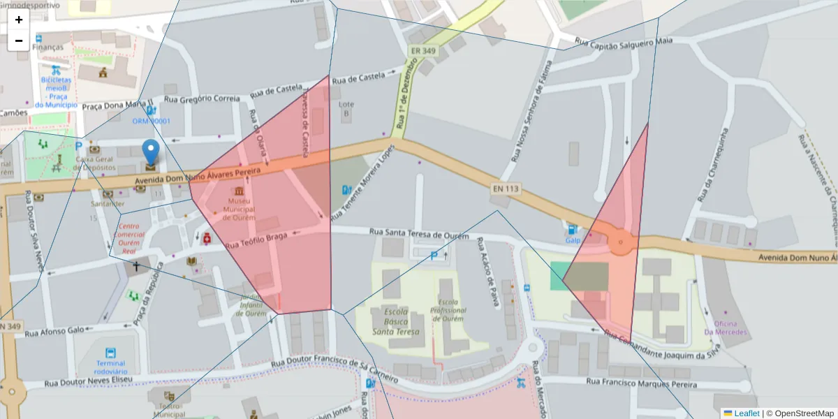 Mapa detalhado do código postal 2490-484 com limites, códigos postais vizinhos e agências dos correios