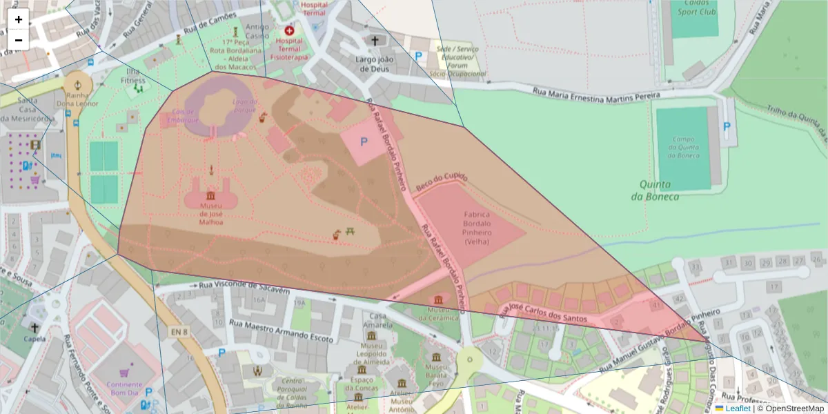 Mapa detalhado do código postal 2500-109 com limites, códigos postais vizinhos e agências dos correios