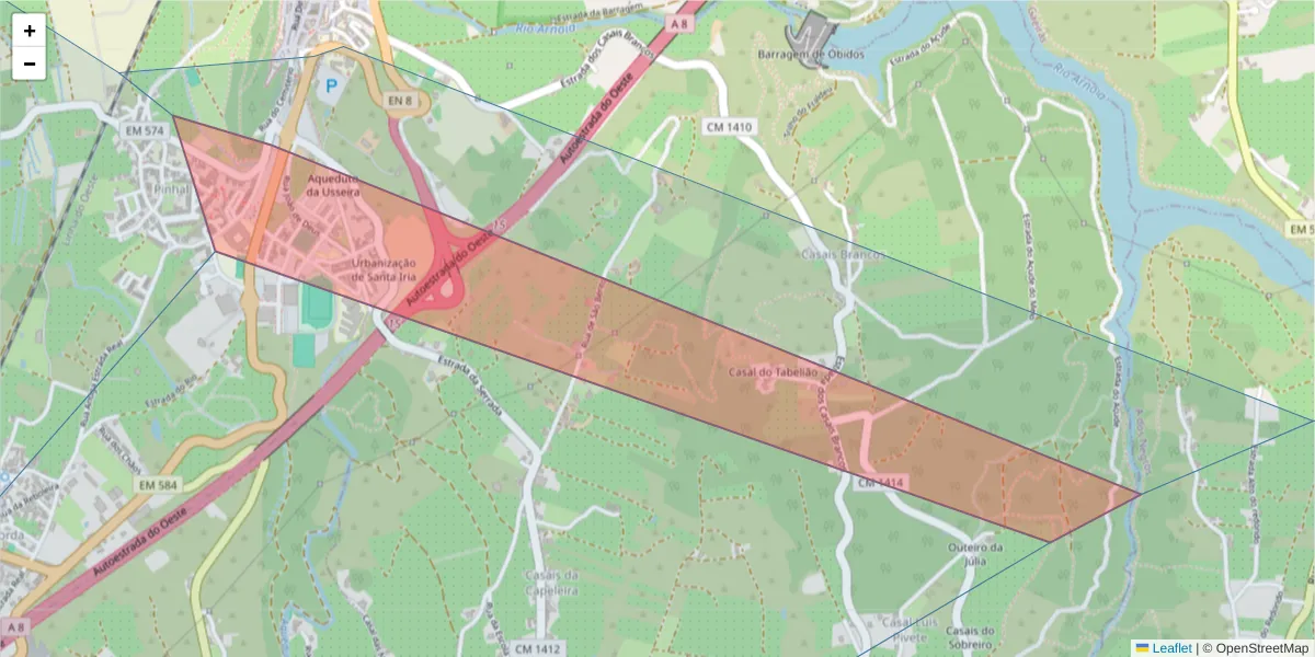 Mapa detalhado do código postal 2510 com limites, códigos postais vizinhos e agências dos correios