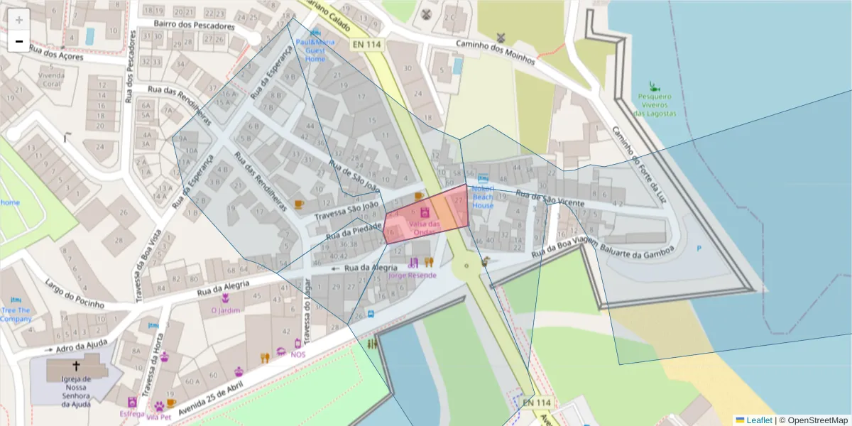 Mapa detalhado do código postal 2520-241 com limites, códigos postais vizinhos e agências dos correios