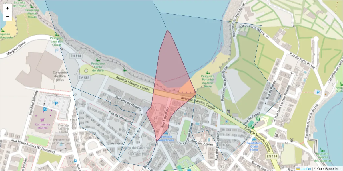 Mapa detalhado do código postal 2520-267 com limites, códigos postais vizinhos e agências dos correios