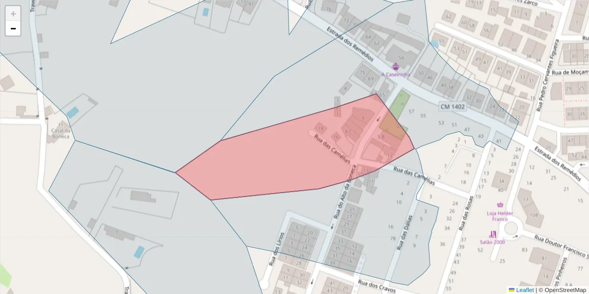 Mapa detalhado do código postal 2520-276 com limites, códigos postais vizinhos e agências dos correios