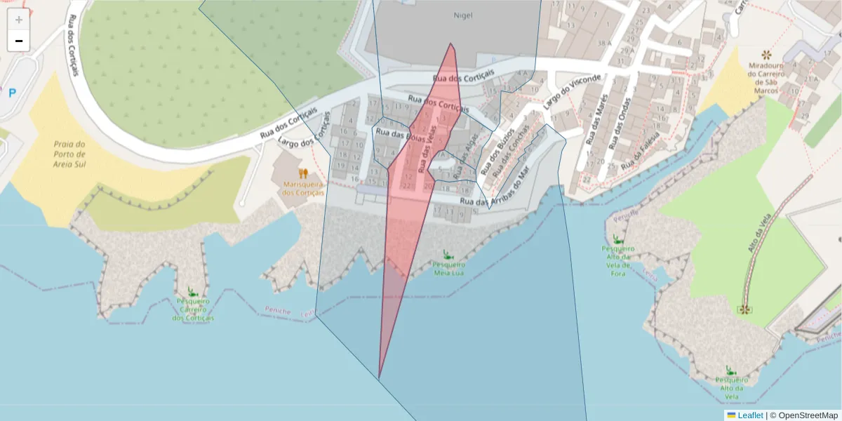 Mapa detalhado do código postal 2520-358 com limites, códigos postais vizinhos e agências dos correios