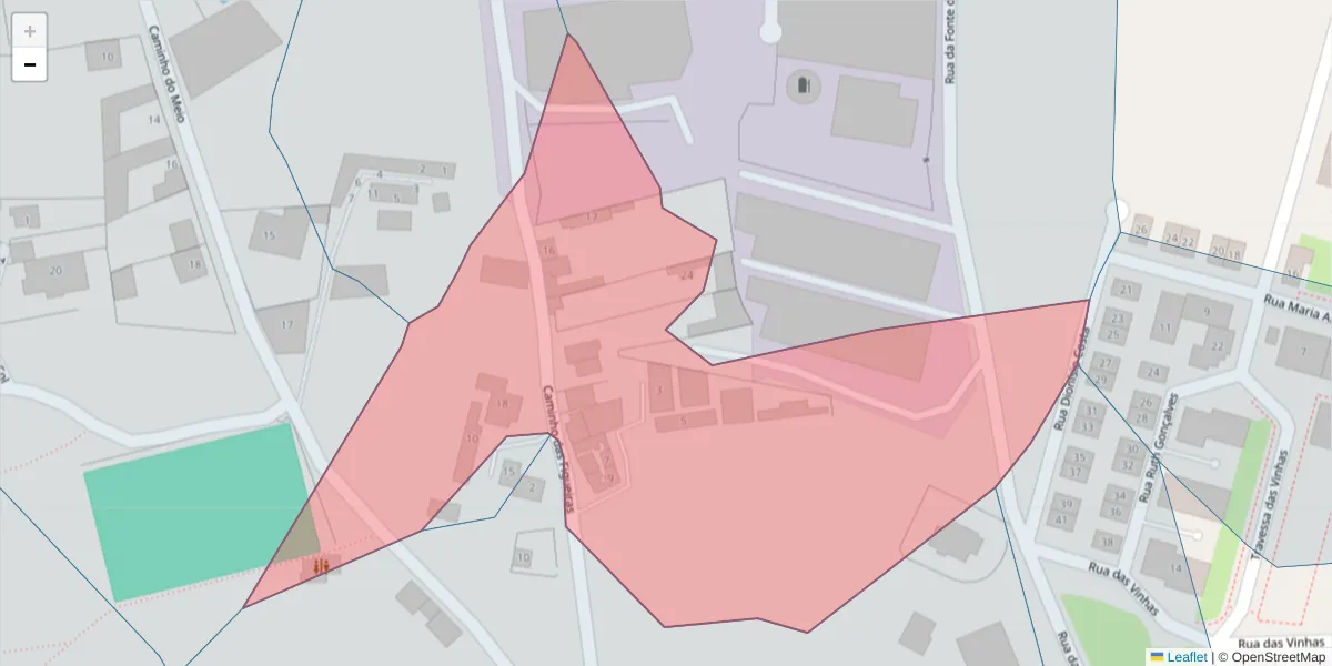 Mapa detalhado do código postal 2520-613 com limites, códigos postais vizinhos e agências dos correios