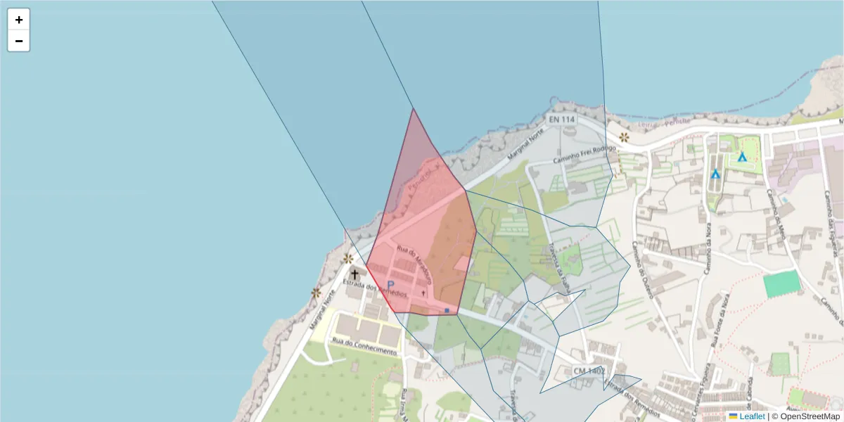 Mapa detalhado do código postal 2520-641 com limites, códigos postais vizinhos e agências dos correios