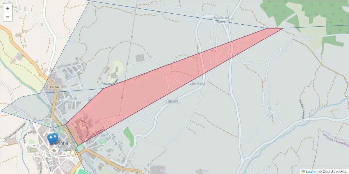 Mapa detalhado do código postal 2530-923 com limites, códigos postais vizinhos e agências dos correios