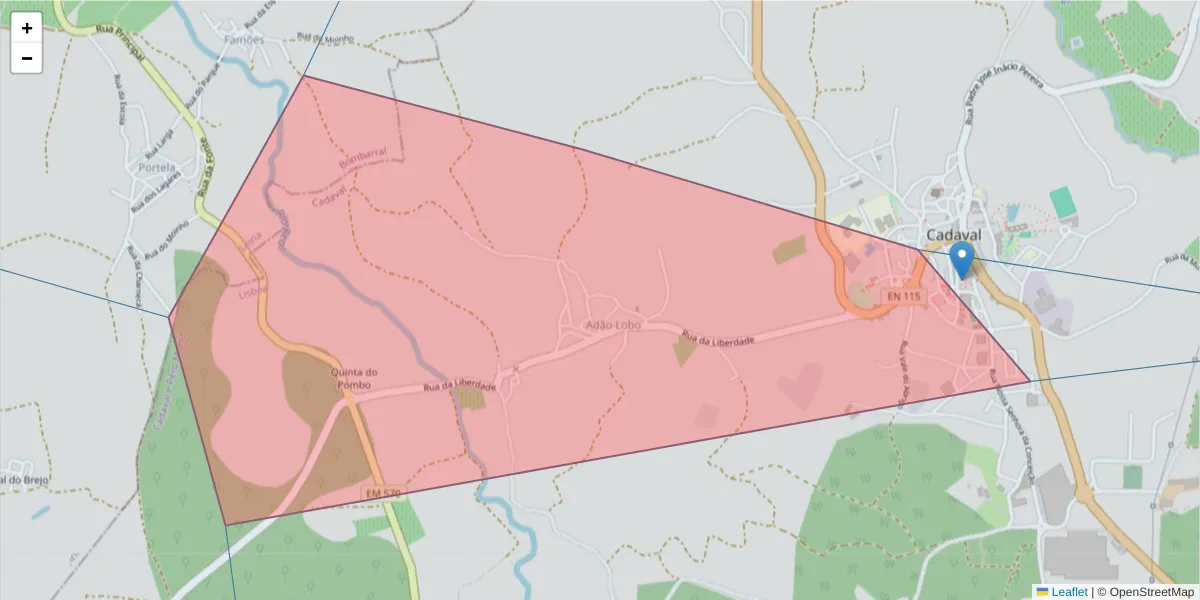 Mapa detalhado do código postal 2550-008 com limites, códigos postais vizinhos e agências dos correios