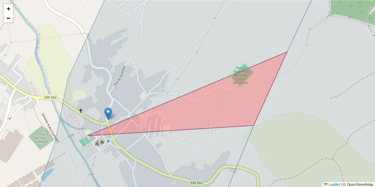 Mapa detalhado do código postal 2560-016 com limites, códigos postais vizinhos e agências dos correios
