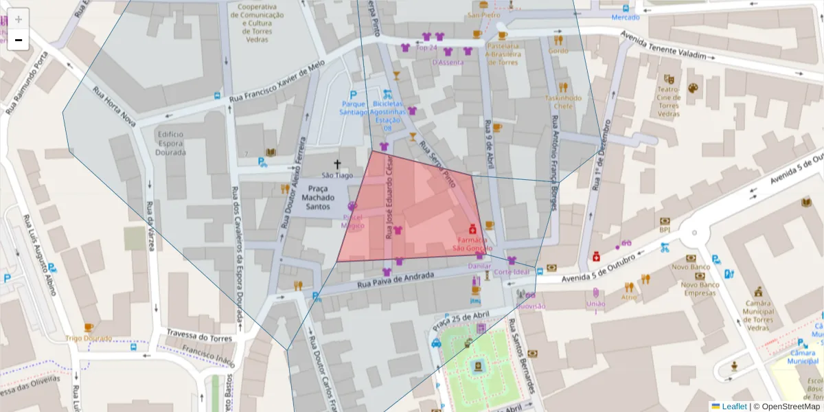Mapa detalhado do código postal 2560-363 com limites, códigos postais vizinhos e agências dos correios