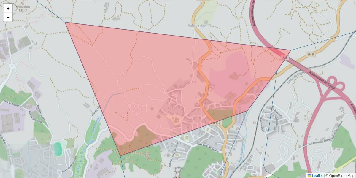 Mapa detalhado do código postal 2560-373 com limites, códigos postais vizinhos e agências dos correios
