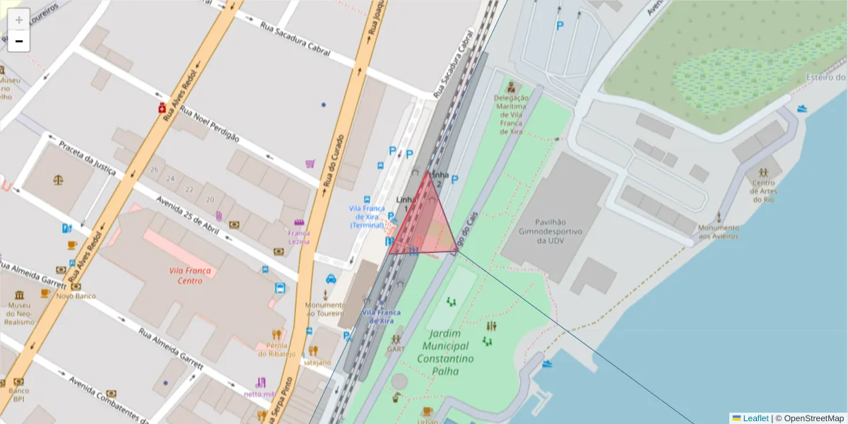 Mapa detalhado do código postal 2600-133 com limites, códigos postais vizinhos e agências dos correios