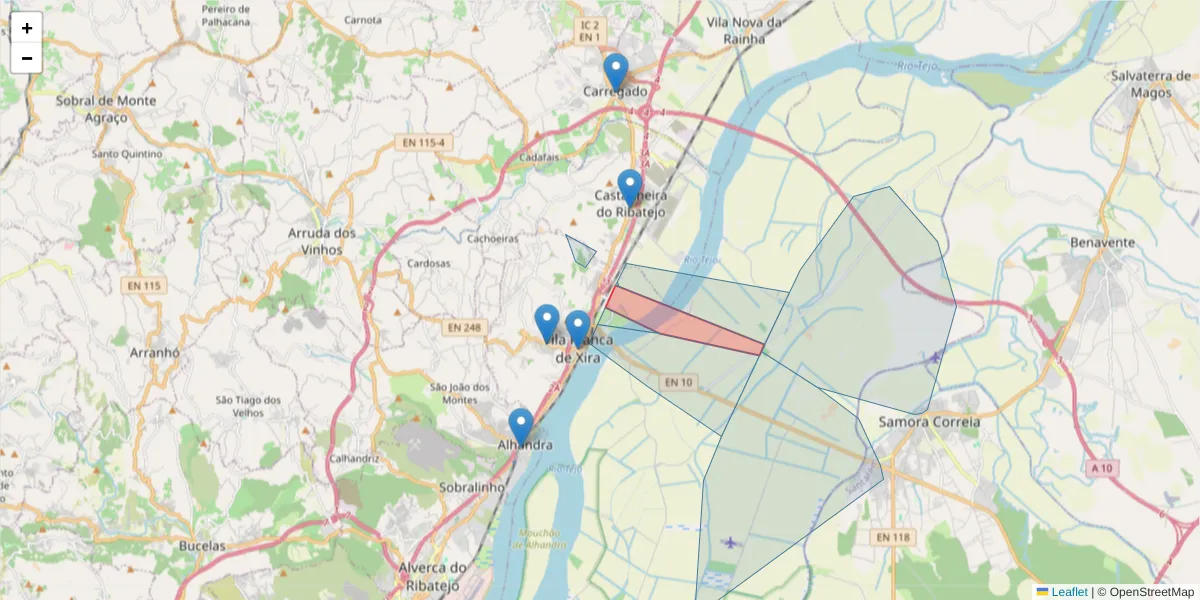 Mapa detalhado do código postal 2600-214 com limites, códigos postais vizinhos e agências dos correios