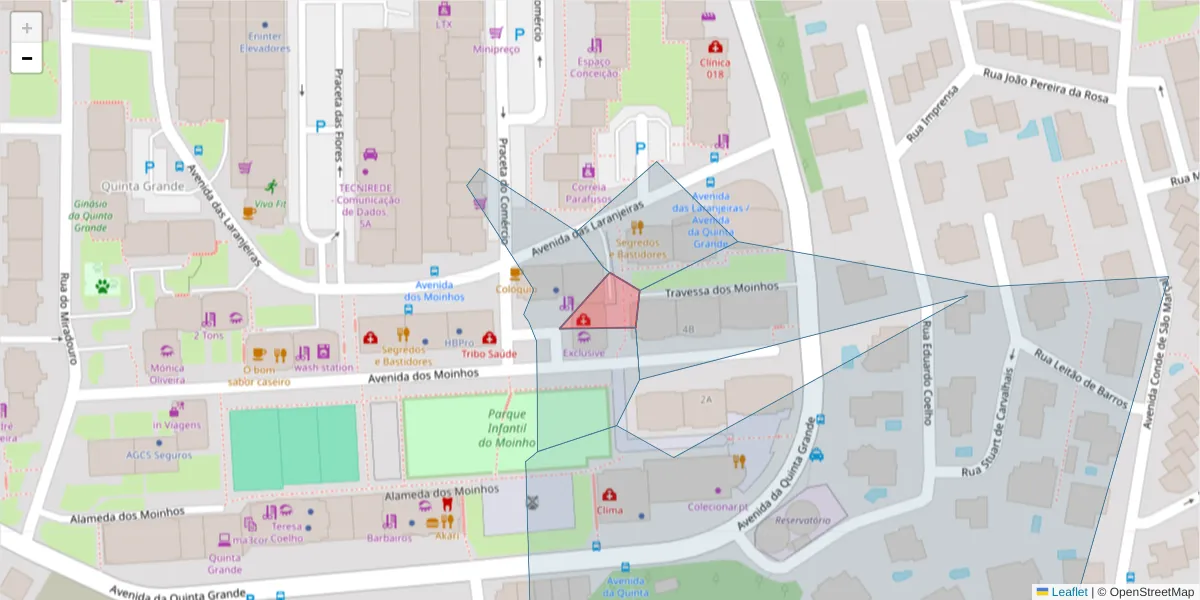 Mapa detalhado do código postal 2610-117 com limites, códigos postais vizinhos e agências dos correios
