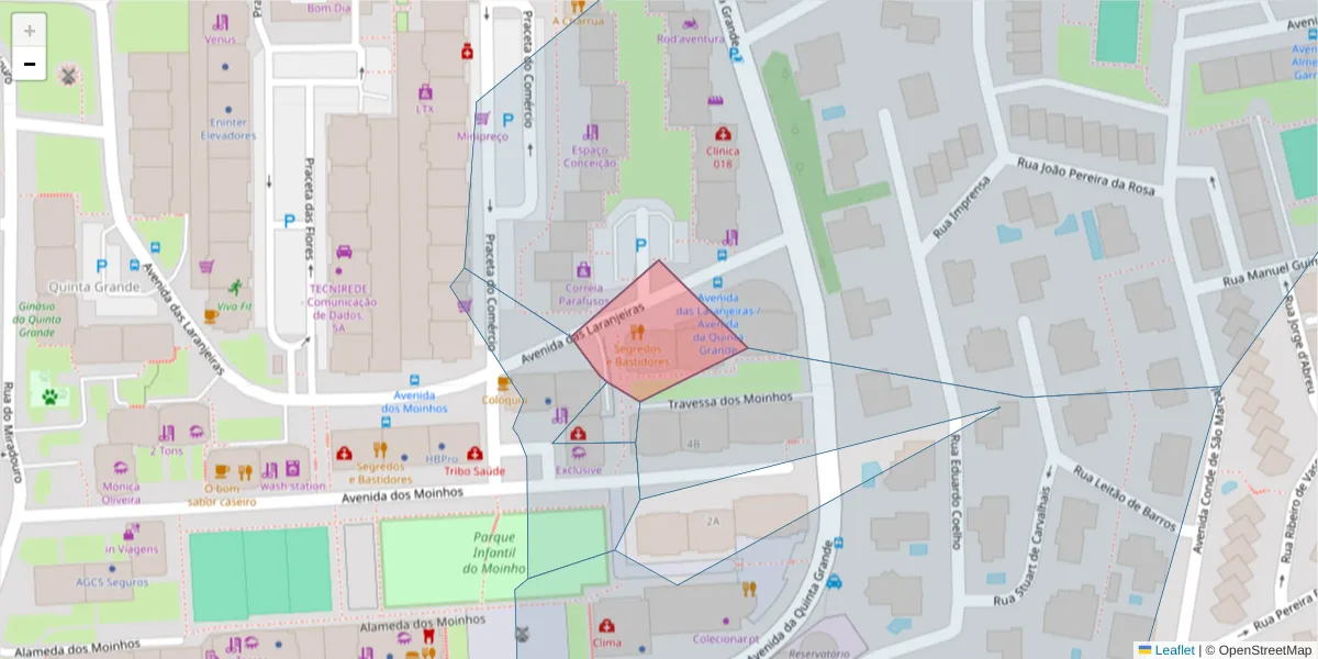Mapa detalhado do código postal 2610 com limites, códigos postais vizinhos e agências dos correios