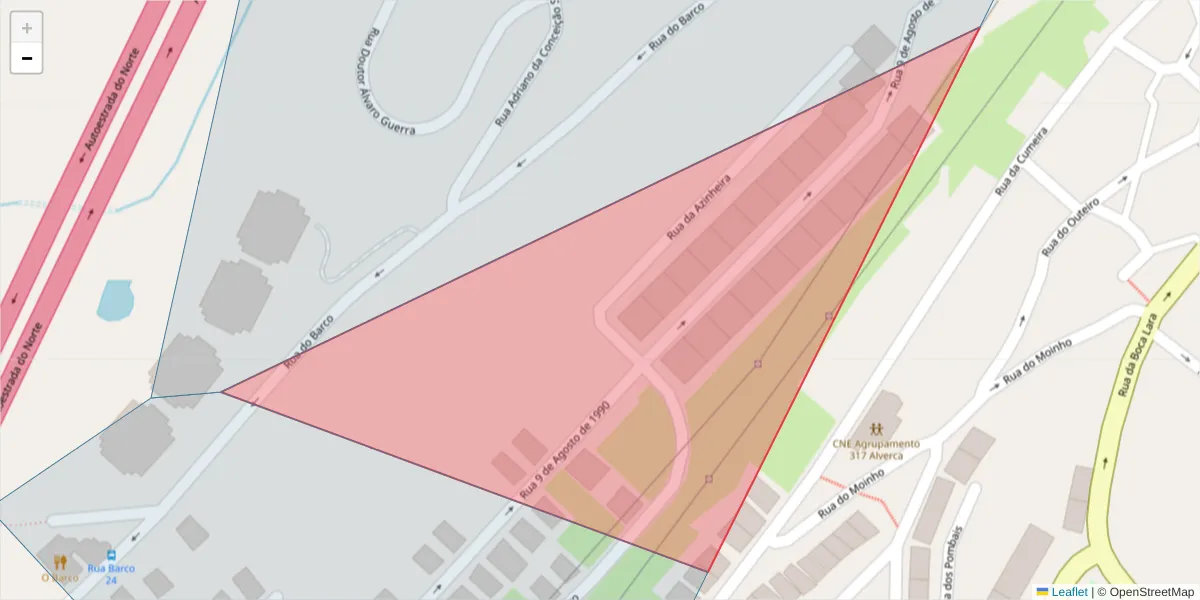 Mapa detalhado do código postal 2615-139 com limites, códigos postais vizinhos e agências dos correios