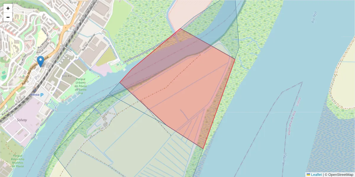 Mapa detalhado do código postal 2625-387 com limites, códigos postais vizinhos e agências dos correios