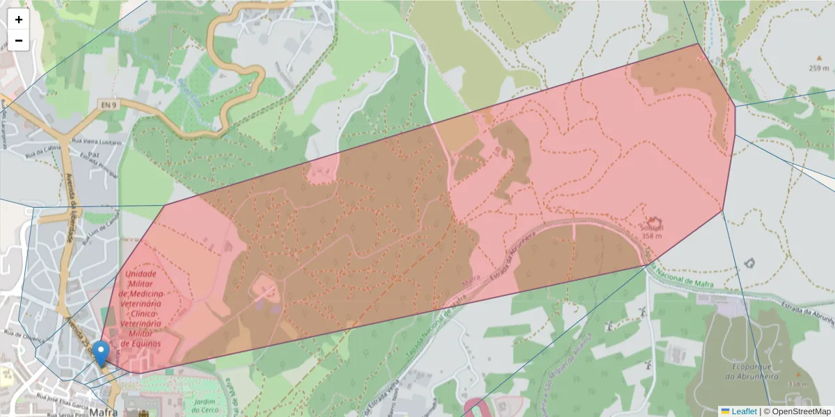 Mapa detalhado do código postal 2640-507 com limites, códigos postais vizinhos e agências dos correios
