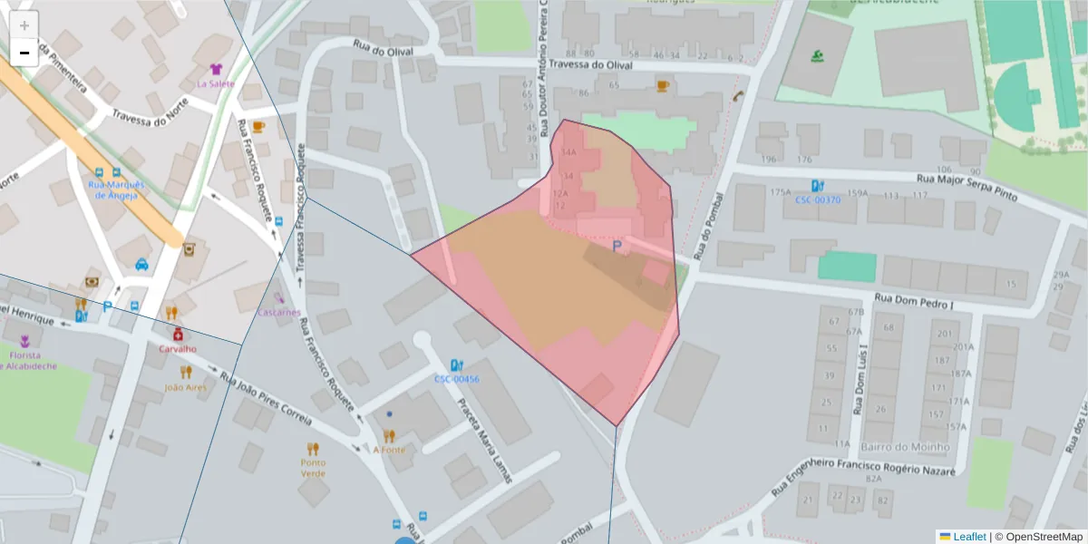 Mapa detalhado do código postal 2645-027 com limites, códigos postais vizinhos e agências dos correios