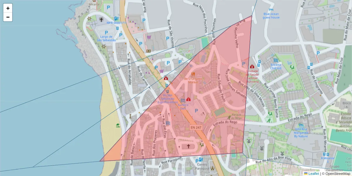 Mapa detalhado do código postal 2655-246 com limites, códigos postais vizinhos e agências dos correios