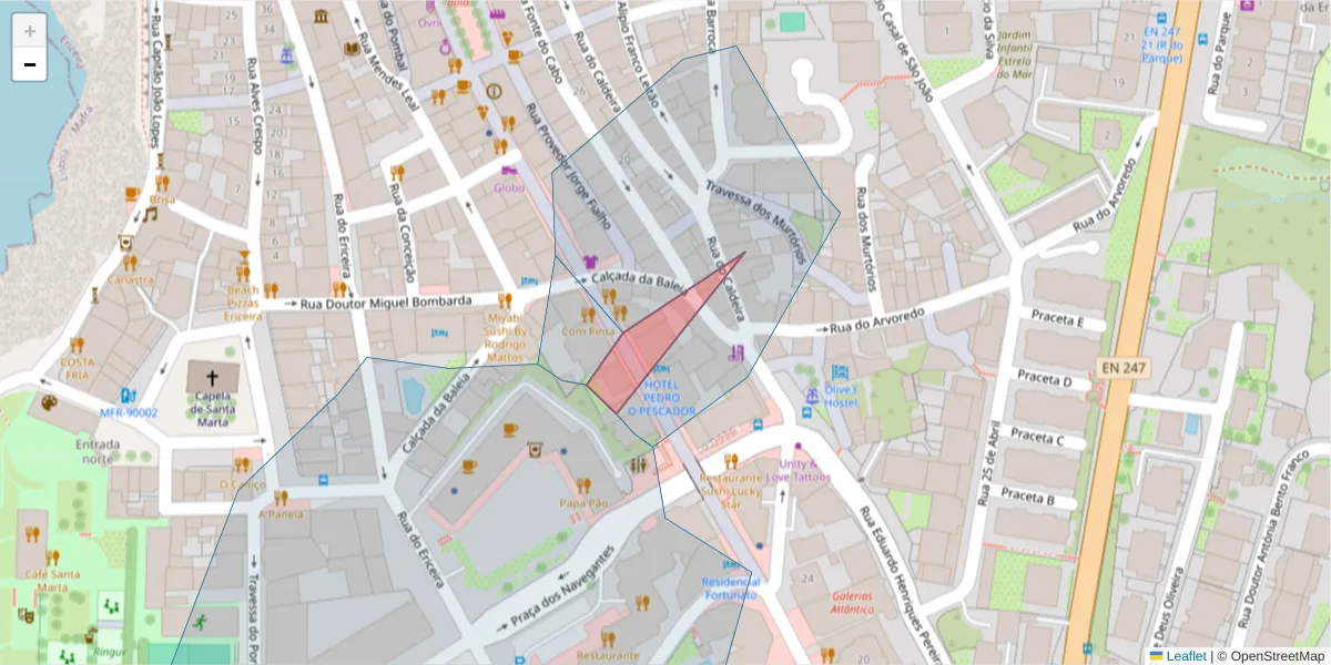 Mapa detalhado do código postal 2655-304 com limites, códigos postais vizinhos e agências dos correios