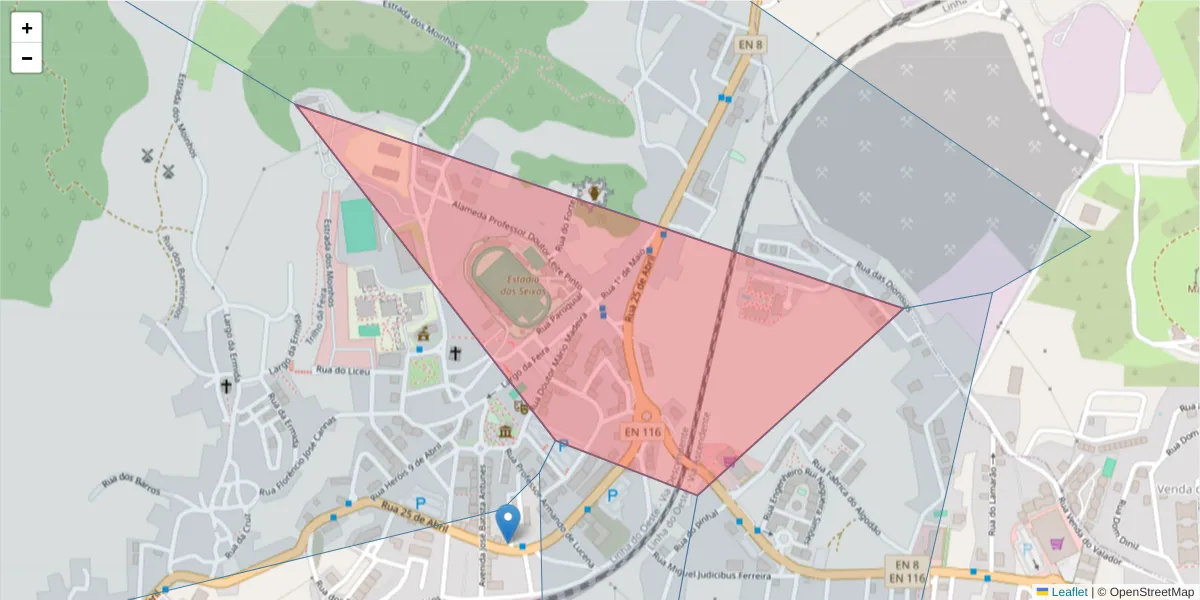 Mapa detalhado do código postal 2665-003 com limites, códigos postais vizinhos e agências dos correios